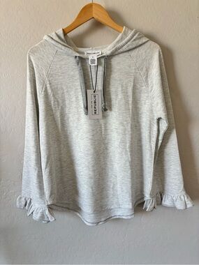 For the Republic NWT Women's Light Gray Hooded Pullover Sweatshirt